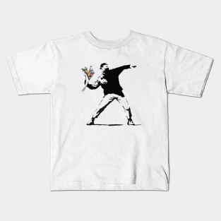Banksy Kids T-Shirt - Flower thrower by PopGraphics